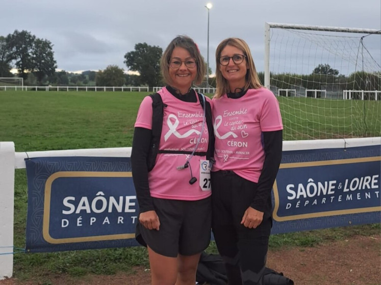Deux Céronnaises au Trail Octobre Rose